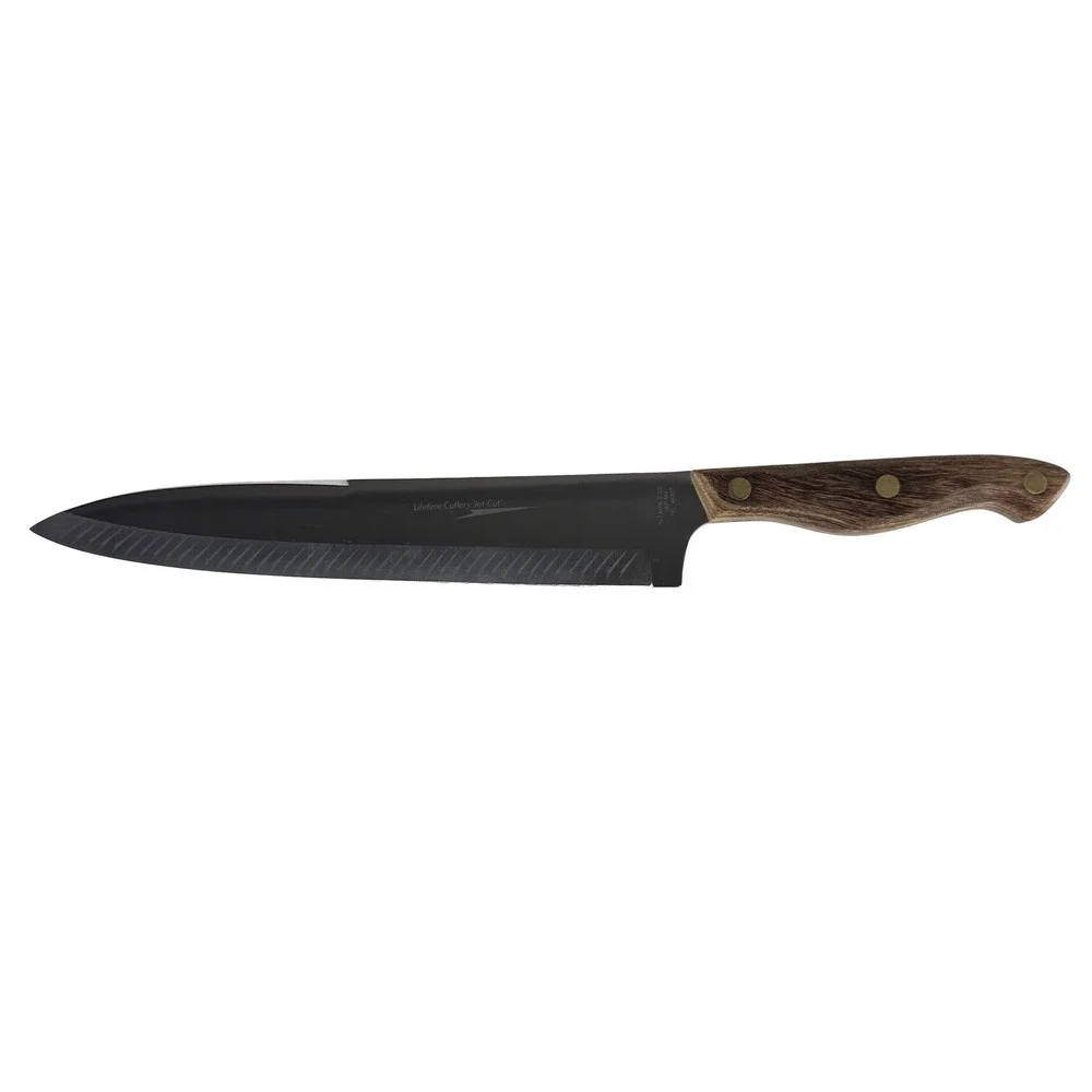Vintage Lifetime Cutlery Jet-Cut Chef Knife Stainless Japan 400 Wood Handle 14